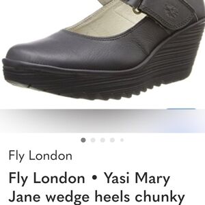 Fly London Dark Gray Wedge Mary Jane Shoes